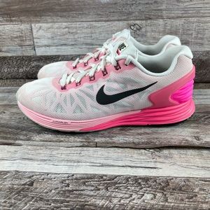 Nike Lunarglide 6 Womens Running Shoes Size 7.5 White Pink